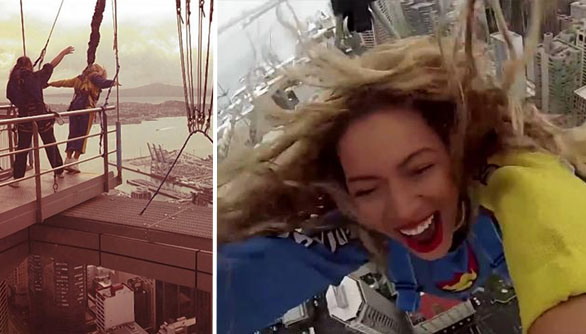 بالفيديو: بيونسي قفذت من على أكثر من 190 متر وقالت “هذا رائع”