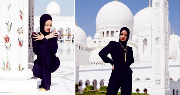 بالصور: Rihanna محجّبة أمام مسجد الشيخ زايد