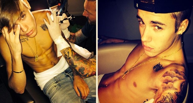 بالصور: Justin Bieber يطبع جسده بوشم جديد