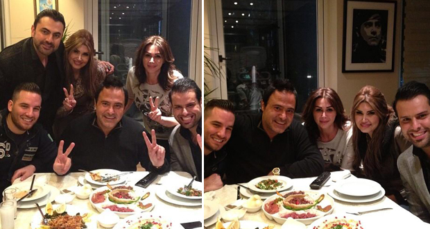 بالصور: عاصي الحلاني على العشاء في منزله مع محمد كريم وفريقه