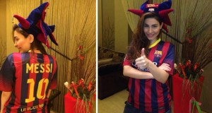 بالصور: يارا تدعم فريق Barcelona وMessi على طريقتها الخاصّة