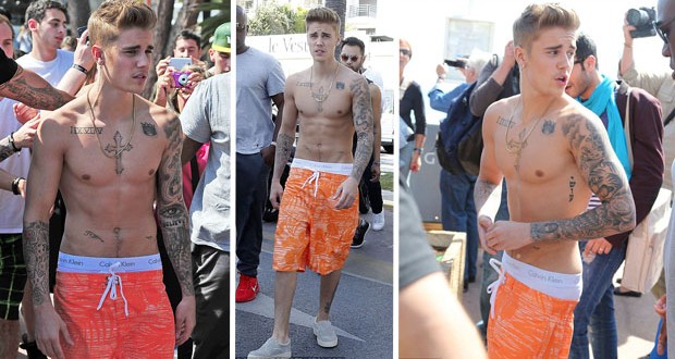 بالصور: Justin Bieber شبه عاري وبالشورت في Cannes