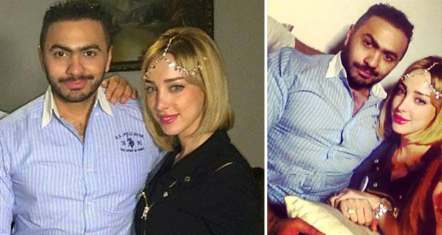 أولاً بالصور: تامر حسني مع زوجته بسمة في عيد ميلاد إبنتهما تاليا