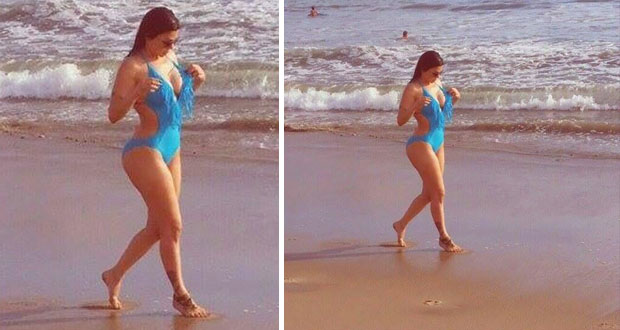 متابعة: هيفاء وهبي مثيرة بالمايوه على شاطئ أمريكا، وتحذف صورتها
