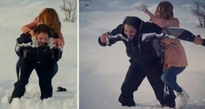 بالصور والفيديو: رامي عياش مع زوجته داليدا على الثلج