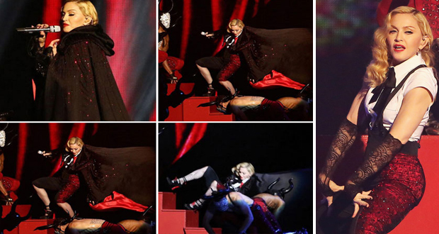 مادونا سقطت على المسرح في Brit Awards – بالفيديو