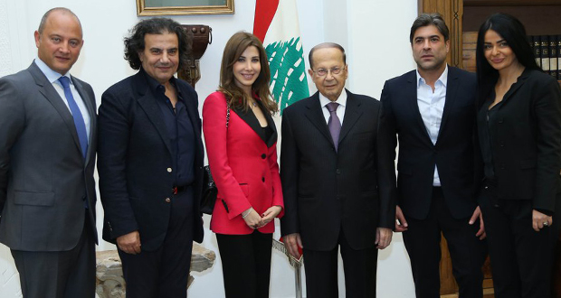 نانسي عجرم، وائل كفوري وسمير صفير في زيارة للرئيس عون