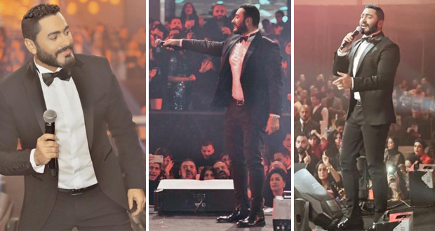 تامر حسني يتألق في حفل الكريسماس والجمهور يهتف “عايزين نولع الدنيا” – بالصور